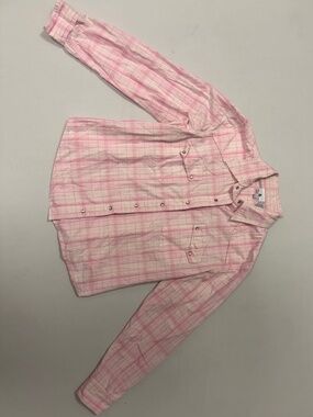 Angel Ranch Western Snap Shirt Womens L Pink Plaid 100% Cotton
